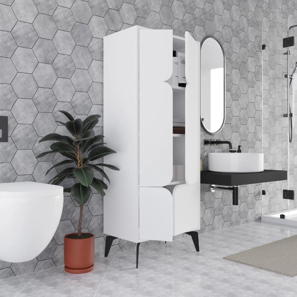 Armadio mobile multiuso Spark con 4 ante bianco 60x35.6x151H – Stile e organizzazione