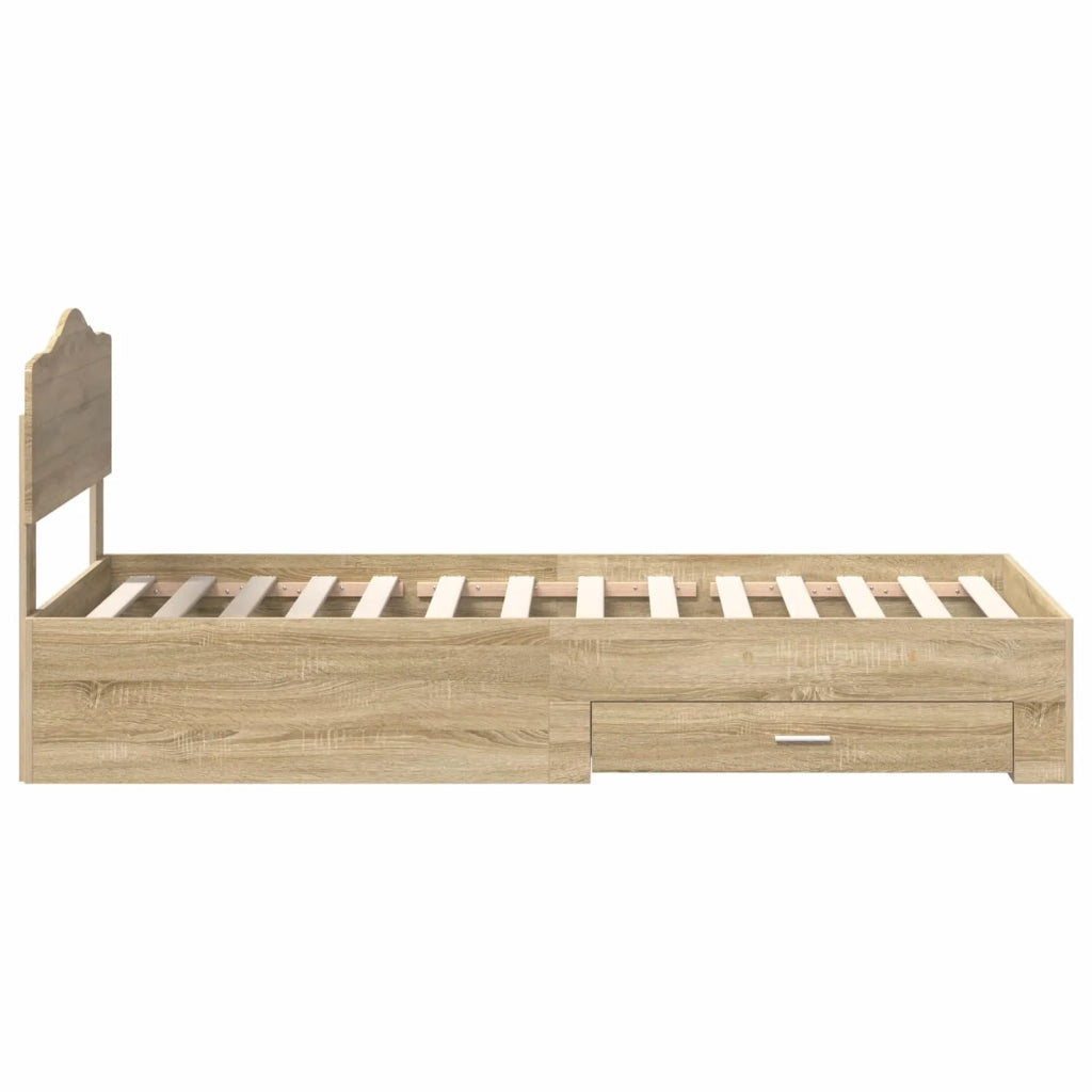 Letto singolo | Letto per adulti | Struttura del letto Rovere Sonoma 90 x 200 cm Legno multistrato