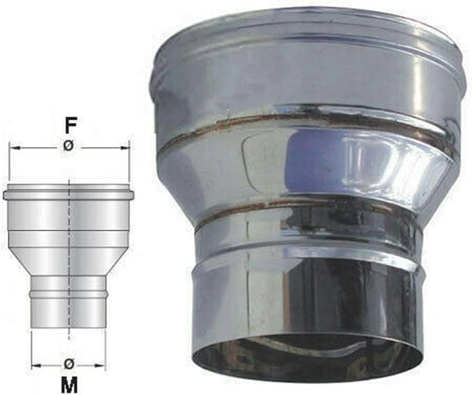 Riduzione/Aumento di diametro per canna fumaria  ACCIAIO INOX AISI 316 -VARIE MISURE- ø M 200 / 230 F ø