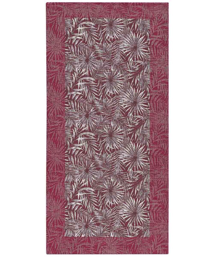Tappeto passatoia moderno MALESIA VIOLA disegno giungla tropicale natura foglie felci, arredo cucina corridoio multiuso lavabile antiscivolo cm.55x280