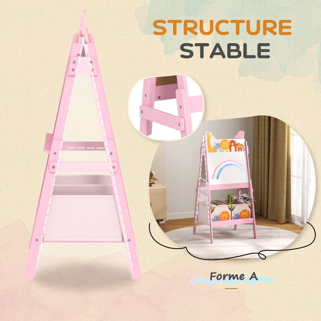 Cavalletto double face con 2 scaffali ¨C Xylo ¨C Rosa, 49x53,5x113 cm