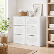 Mobile portascarpe bianco con 6 vani ribaltabili, struttura salvaspazio da ingresso, 118 x 25 x 115 cm