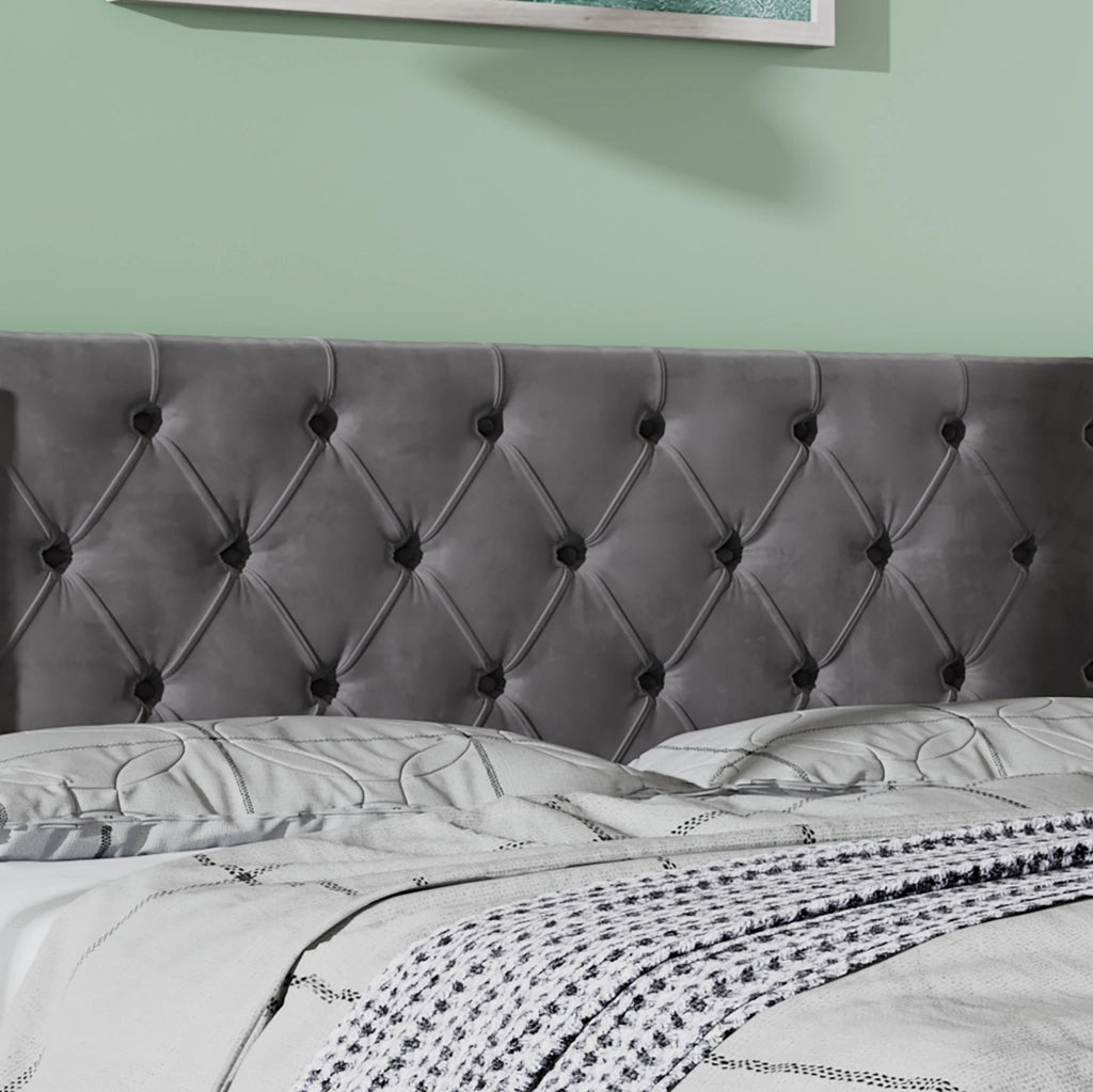 Letto contenitore in velluto grigio 140 x 190 cm con sollevamento idraulico