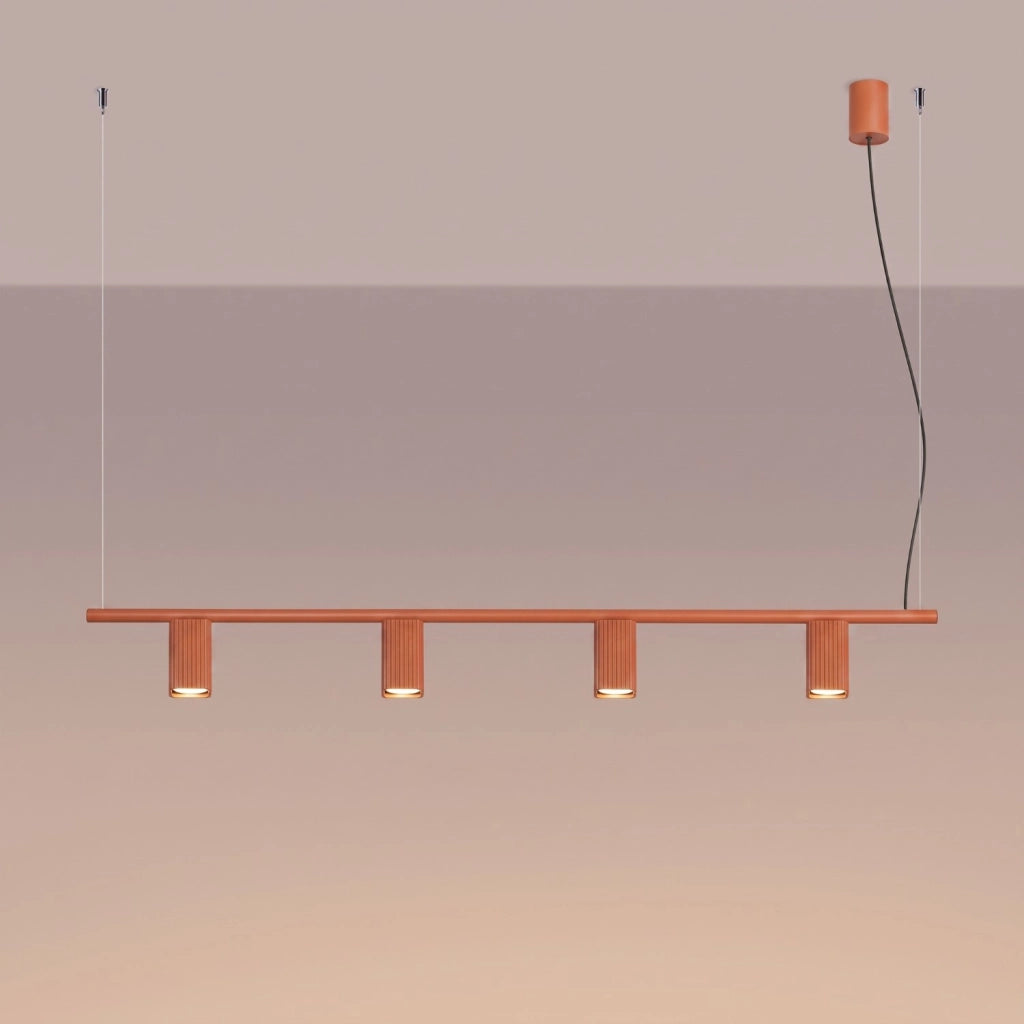 Lampadario RAYO 4 ocra rossa