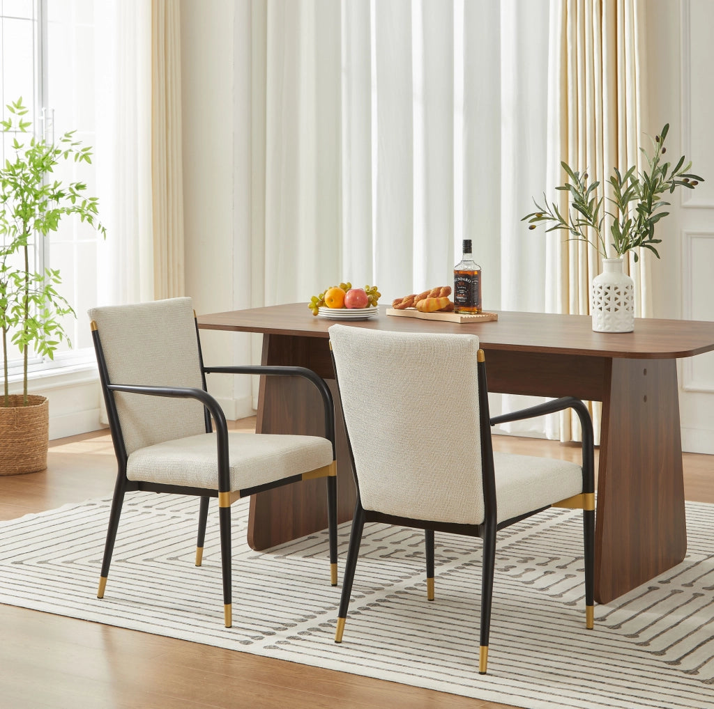 SEDIA da pranzo imbottita Set da 2 pezzi con braccioli 94x57x28 cm beige