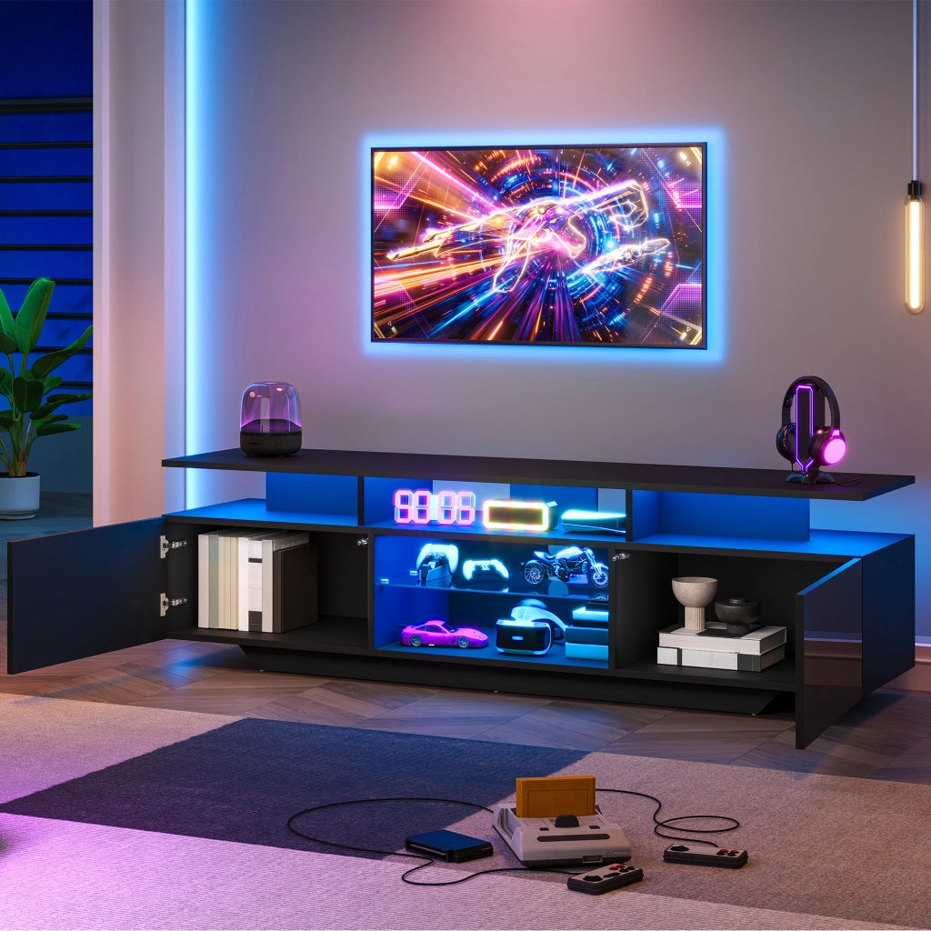 Mobile TV nero per televisore da 70 pollici con luci LED
