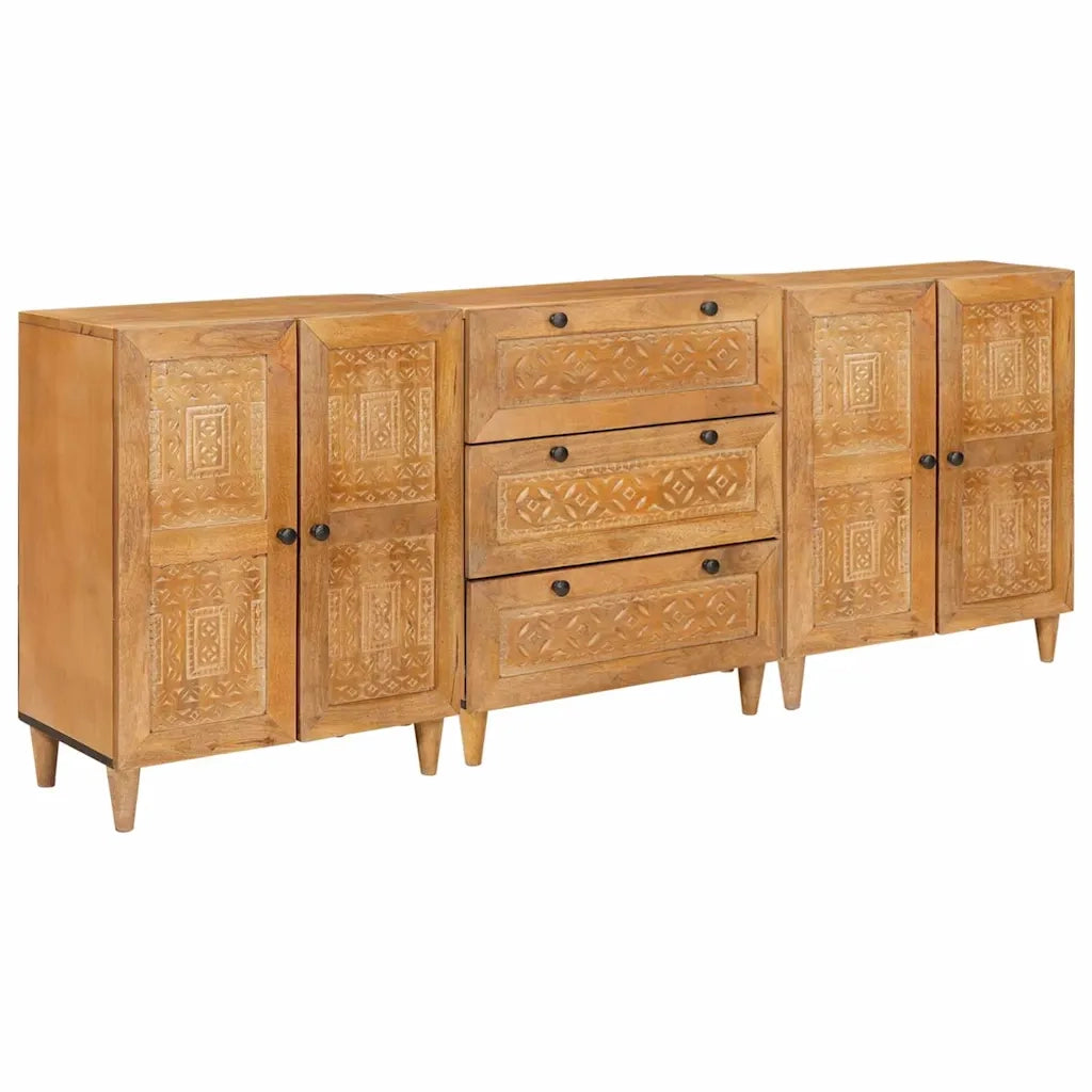 Credenza 3 pcs Marrone 60 x 33 x 75 cm legno massello di mango 3310065