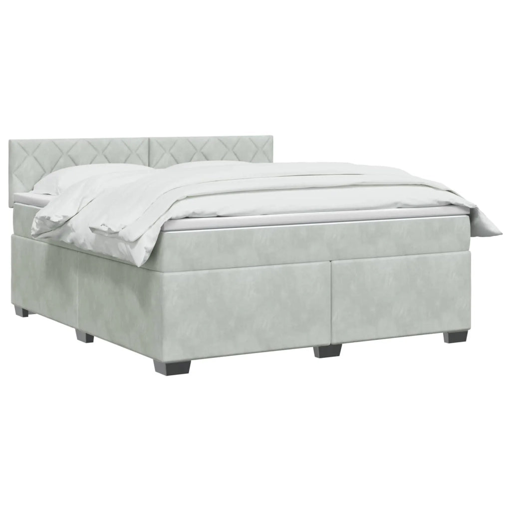 Letto con Box Spring, Materasso e LED Grigio Chiaro Velluto 3452216