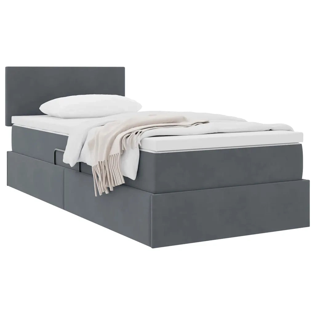 Letto con Contenitore Grigio scuro 90 x 200 cm Velluto 3370672