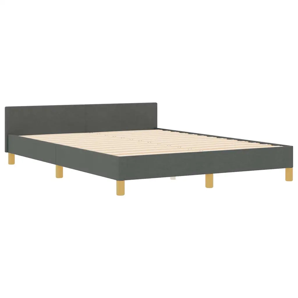 Letto matrimoniale | Letto per adulti | Struttura del letto Grigio scuro 140 x 190 cm Tessuto