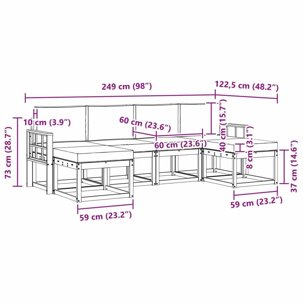 Set di divani da esterno 6 pz Bianco e Grigio Chiaro 3388025