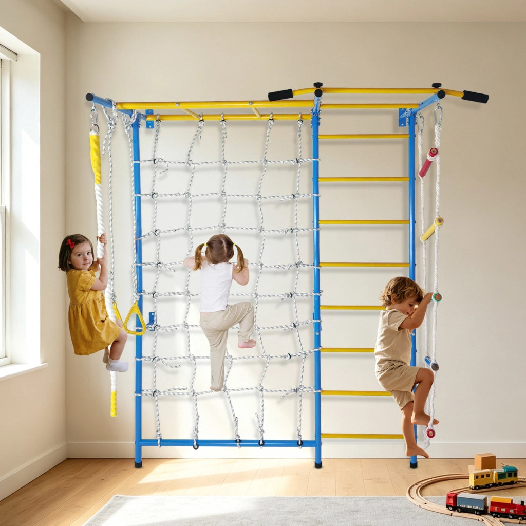 Set gioco arrampicata 7 in 1 per bambini ¨C Minimal ¨C acciaio al carbonio, con scala e anelli ginnici