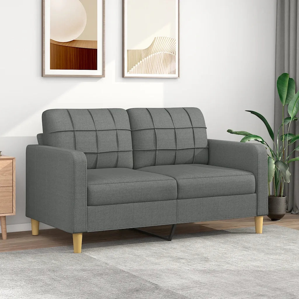 Divano | Divano da soggiorno | Sofa a 2 Posti Grigio Scuro 140 cm in Tessuto