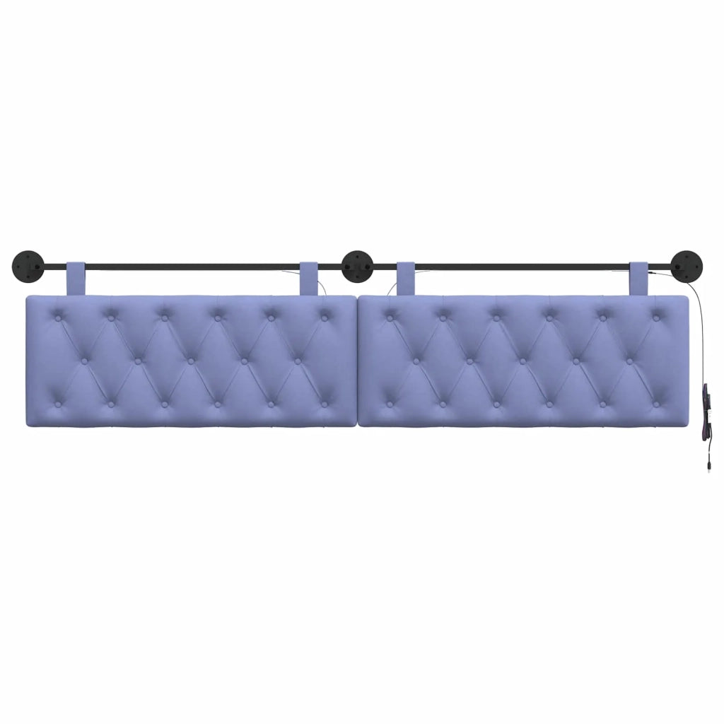 Testiera | Testata sospesa Con luce LED Blu jeans Tessuto