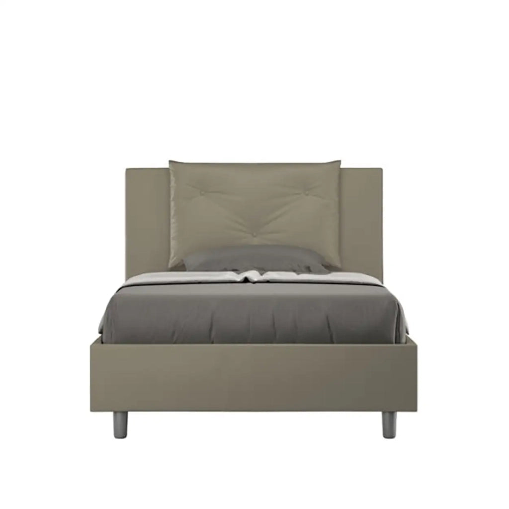 Letto una piazza e mezza contenitore imbottito 120x200 similpelle cappuccino Appia