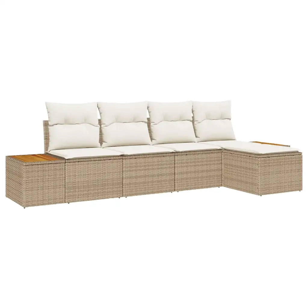 Set Divano da Giardino con cuscino 5 pcs Beige Poly Rattan 3348067