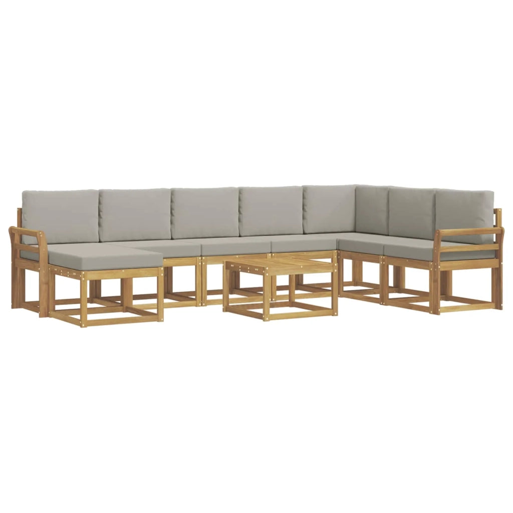 Set di divani da esterno 9 pz Bianco e Grigio Chiaro 3388085