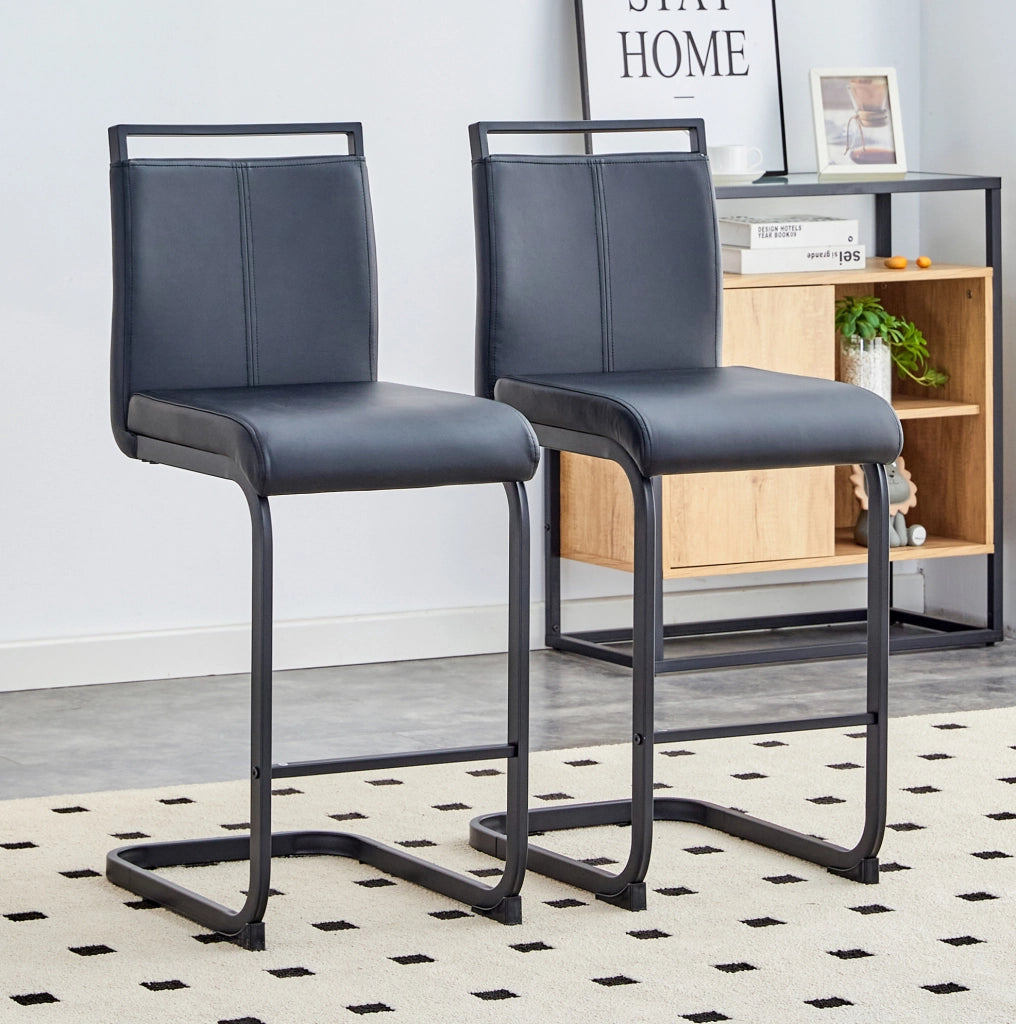 SGABELLO ALTO Set da 2 pezzi 96,5 cm Nero PU e metallo
