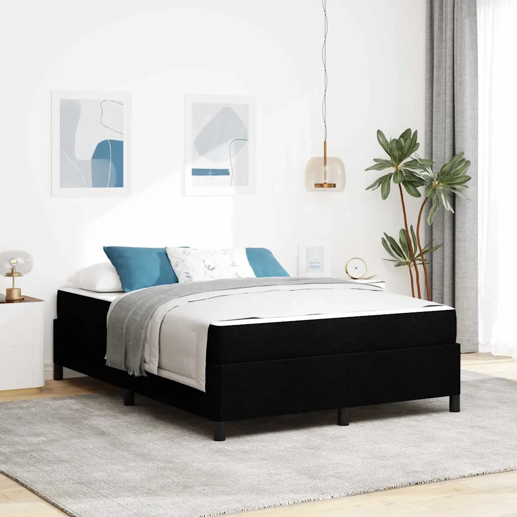 Letto a molle Nero 160 x 200 cm Tessuto