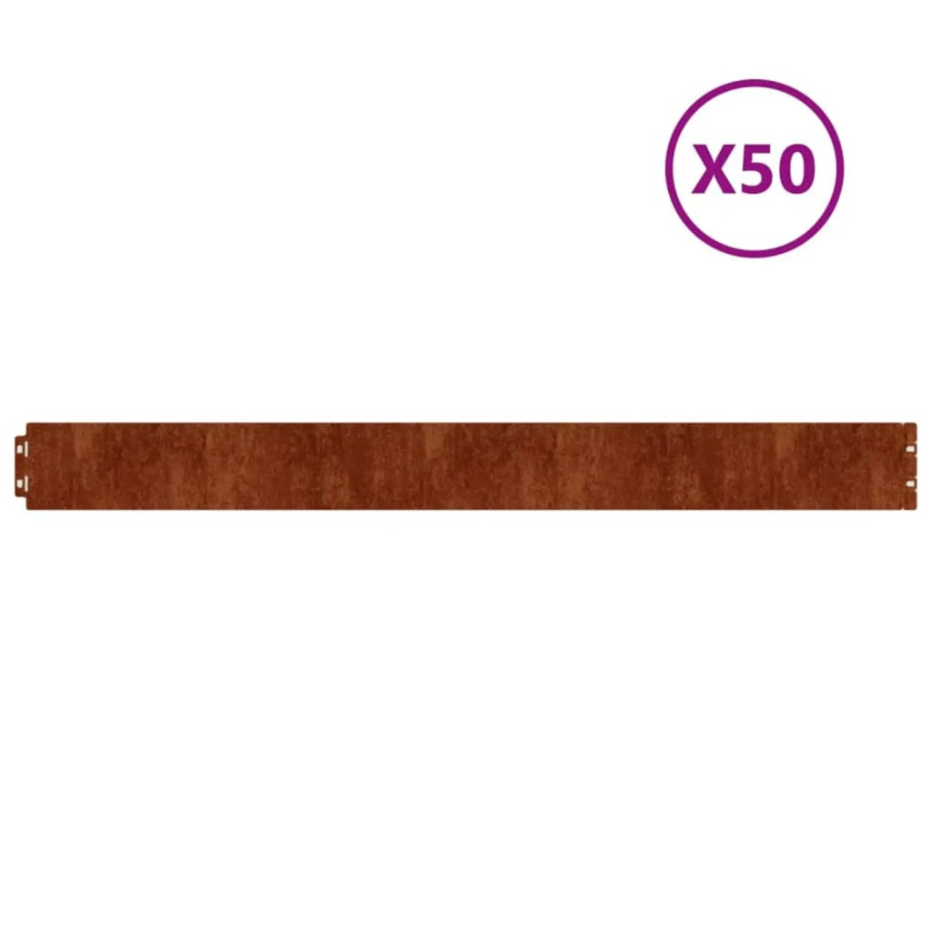 Bordure per Prato 50 pz 10x103 cm Flessibili in Acciaio Corten 821891