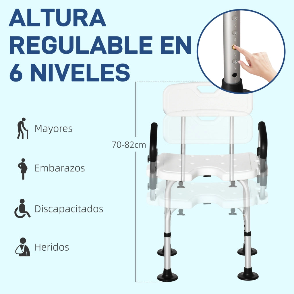 Sedia da Doccia con Braccioli ¨C Xylo ¨C Altezza Regolabile Antiscivolo