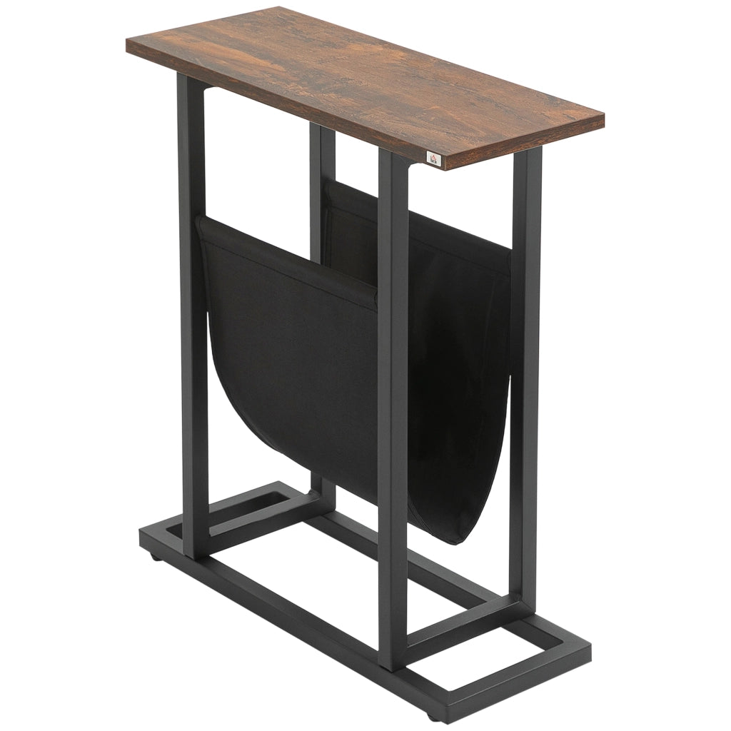 Tavolino da notte design moderno con tasca ¨C zephmum ¨C nero+marrone 49x19x55 cm