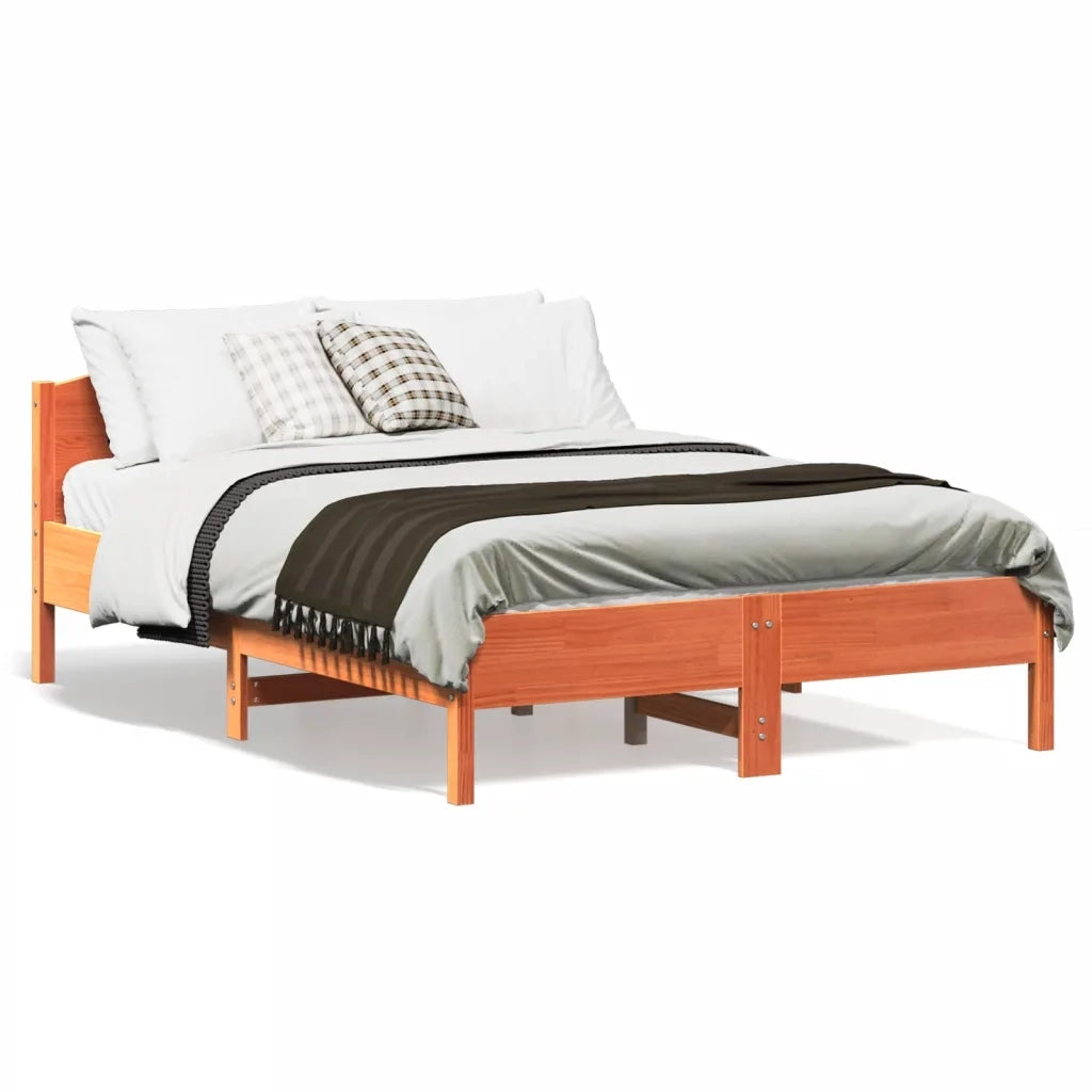 Letto senza Materasso-Struttura Letto Marrone Cera 135x190 cm in Legno di Pino 350670