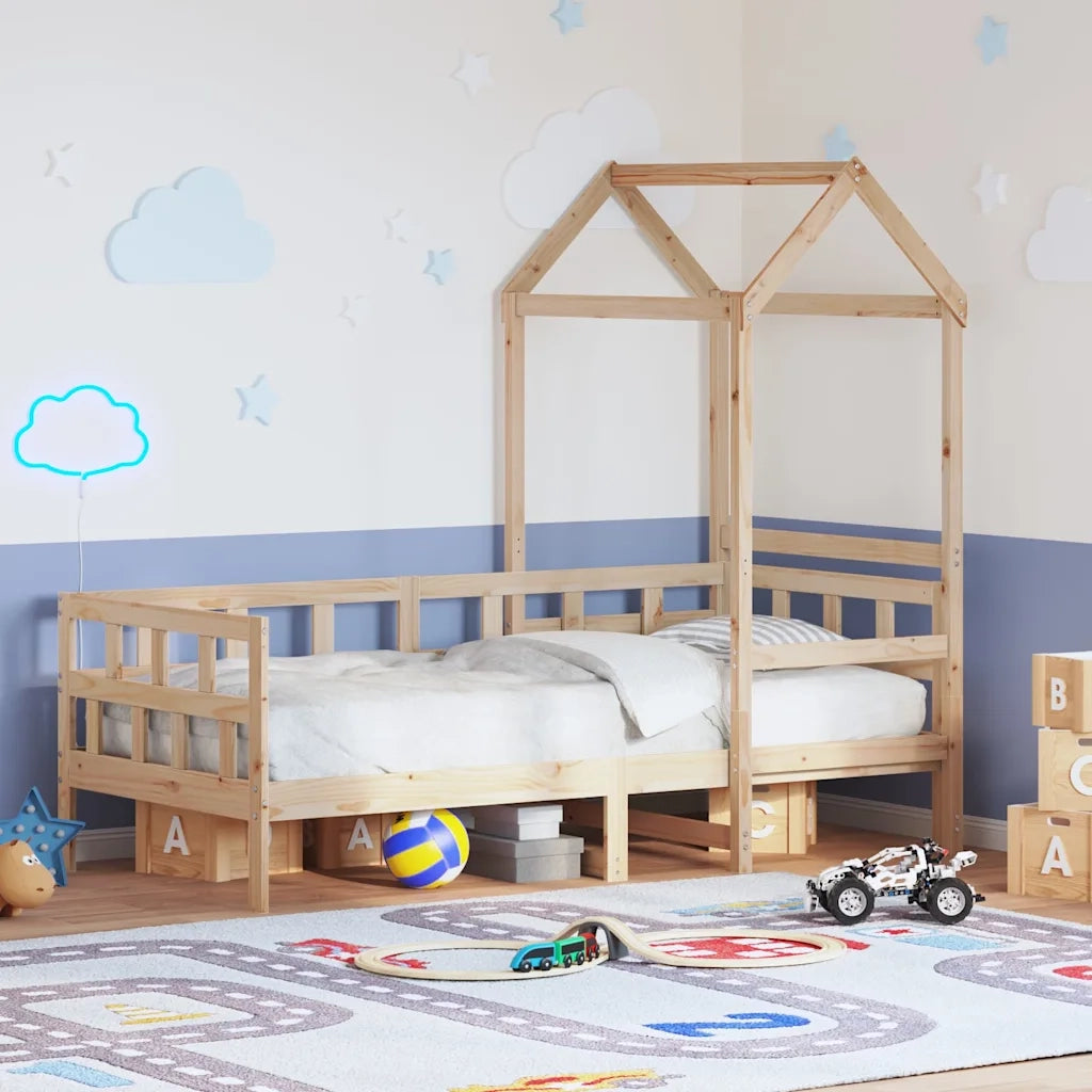 Letto singolo | Letto per adulti | Dormeuse con Tetto 80x200 cm in Legno Massello di Pino