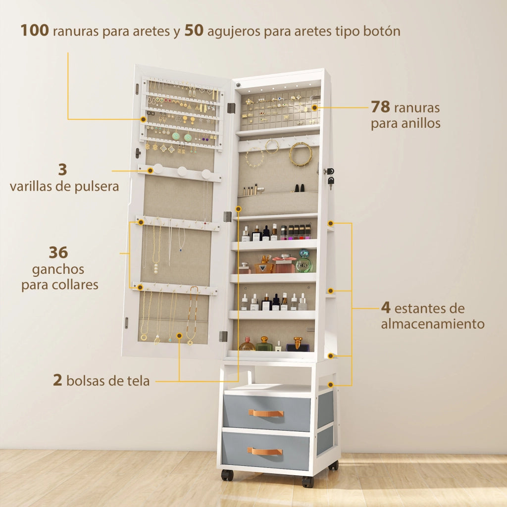 Cassettiera con Specchio e Luci LED ¨C Minimal ¨C Bianco