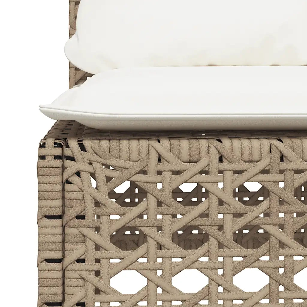 Set Divano da Giardino 5 pz con Cuscini Beige in Polyrattan