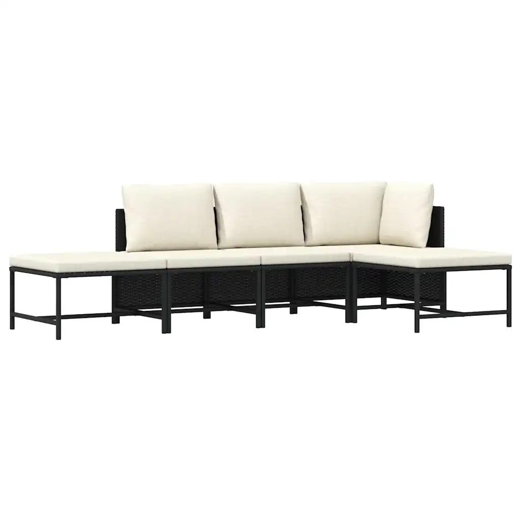 Set Divani da Giardino 5 pz con Cuscini in Polyrattan Nero 313517