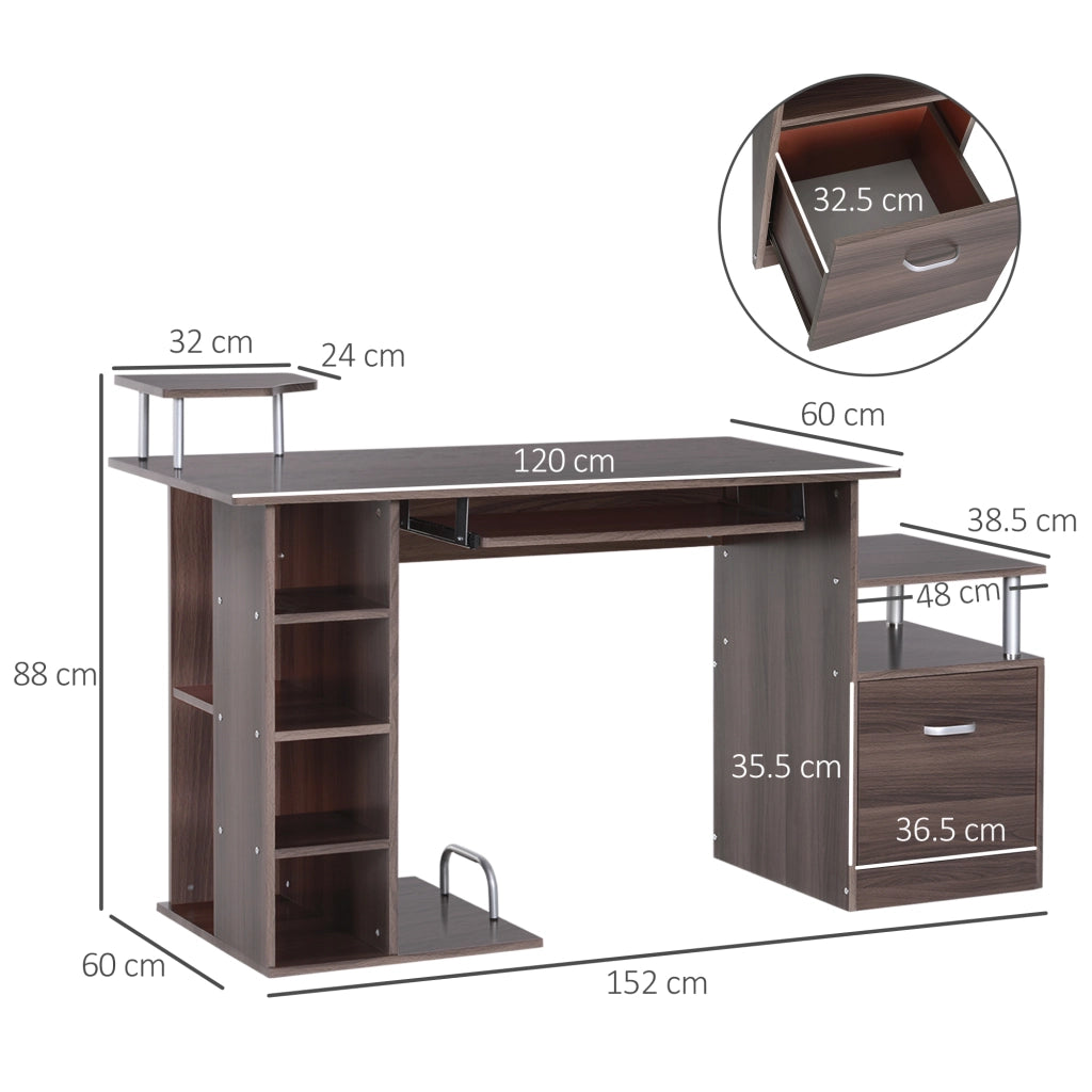 Scrivania per Computer ¨C Xylo ¨C Legno con Cassetto e Scaffale