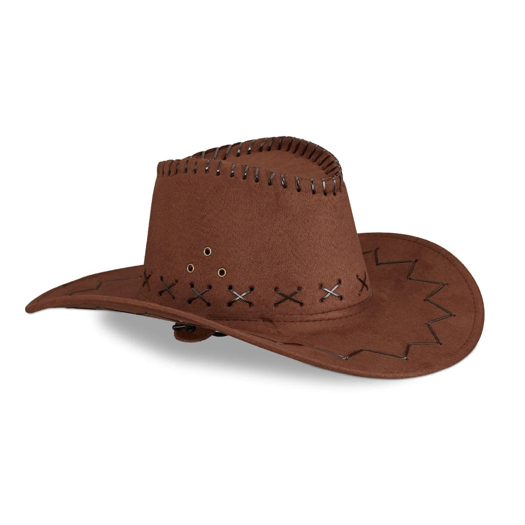 Cappello da cowboy vintage per carnevale con cinturino regolabile 16 x 35,5 x 39 cm in poliestere marrone 13_0004410