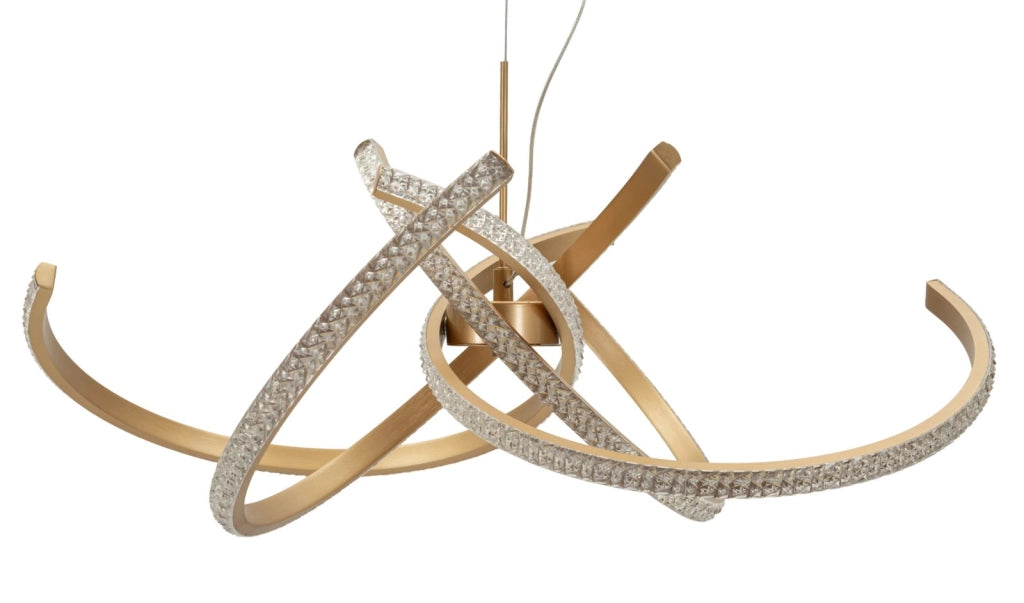 Lampadario LED Celtic Ø62x120 cm in Alluminio e Ferro e PVC Oro e Bianco