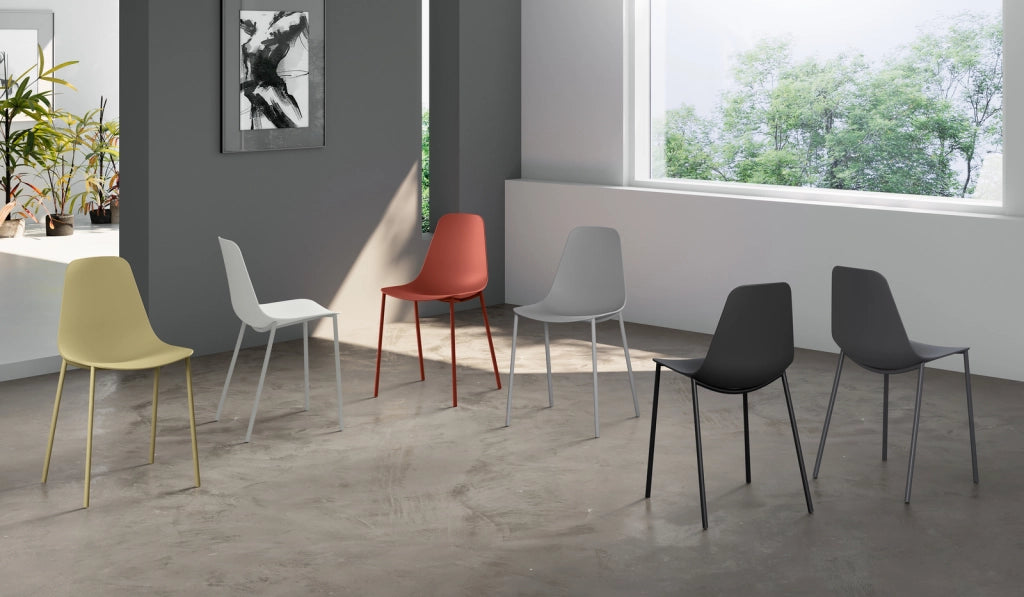 Sedia Frida Design Moderno in Polipropilene con Gambe in Metallo - Seduta Ergonomica per Arredo Interni Casa Ufficio - Colore Giallo