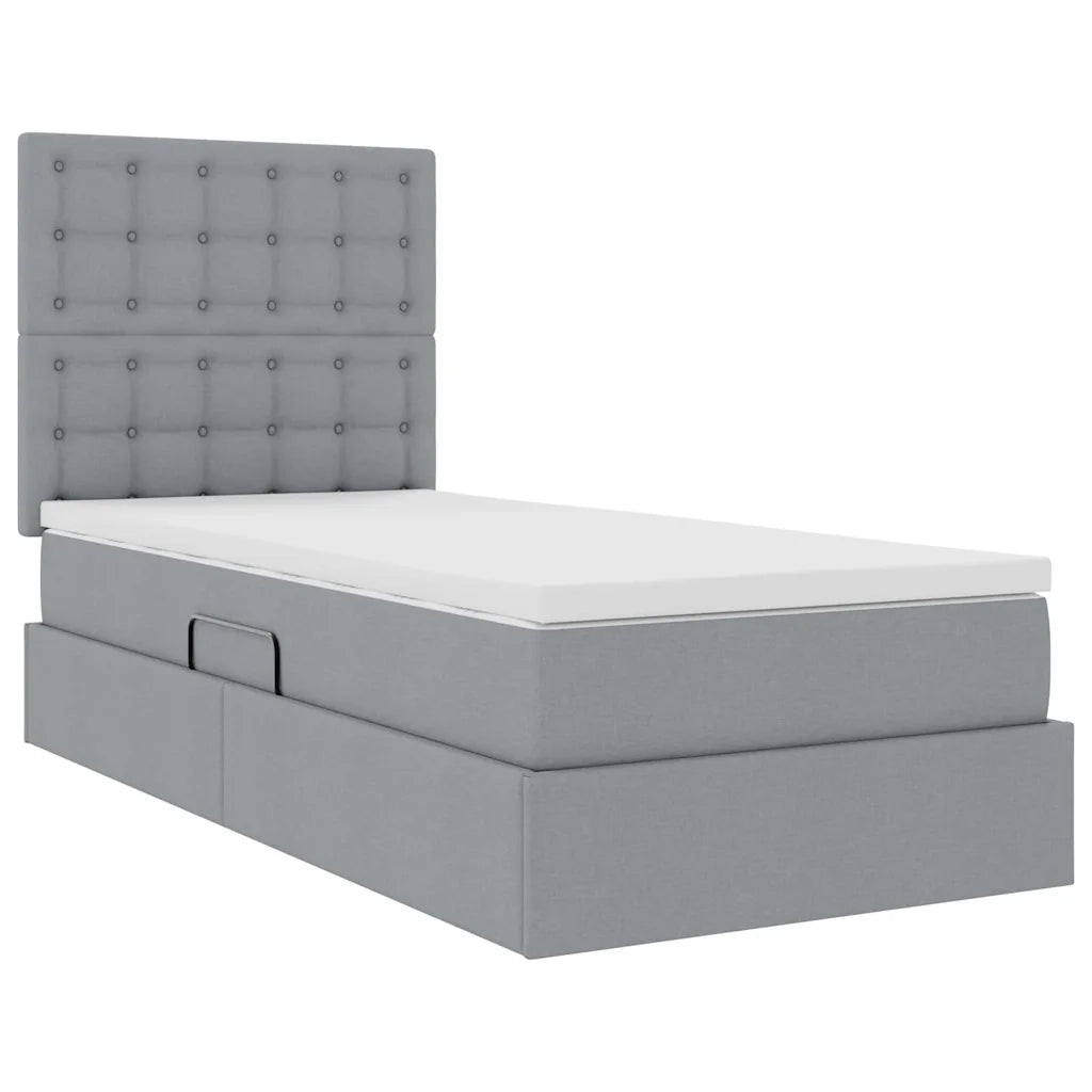 Letto con contenitore e LED con led Grigio chiaro 100 x 200 cm