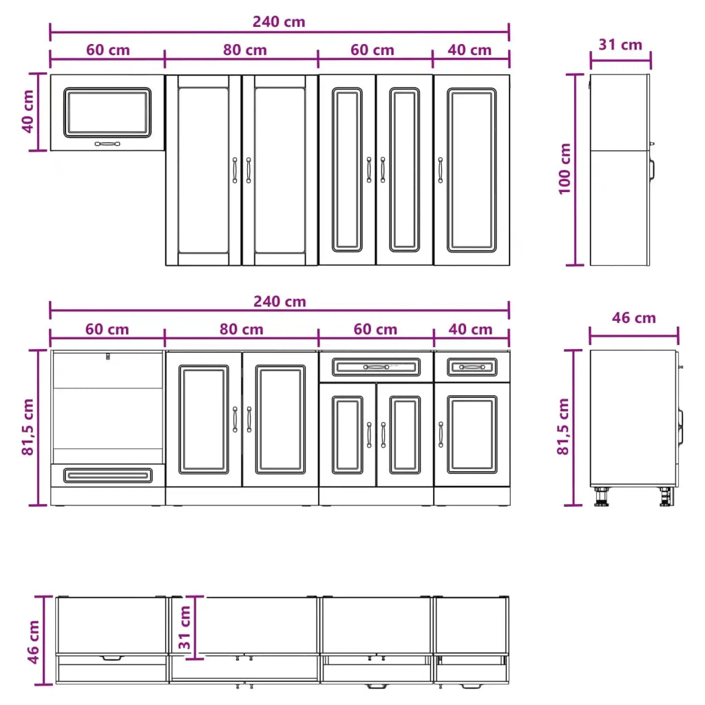 Unità Cucina KALMAR 8 pz Bianco Legno ingegnerizzato 3438193