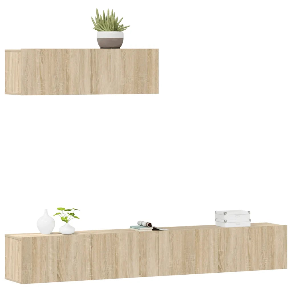 Set di Mobili Porta TV 3 pz-Set di 3 Credenza per TV Rovere Sonoma in Legno Multistrato 269546