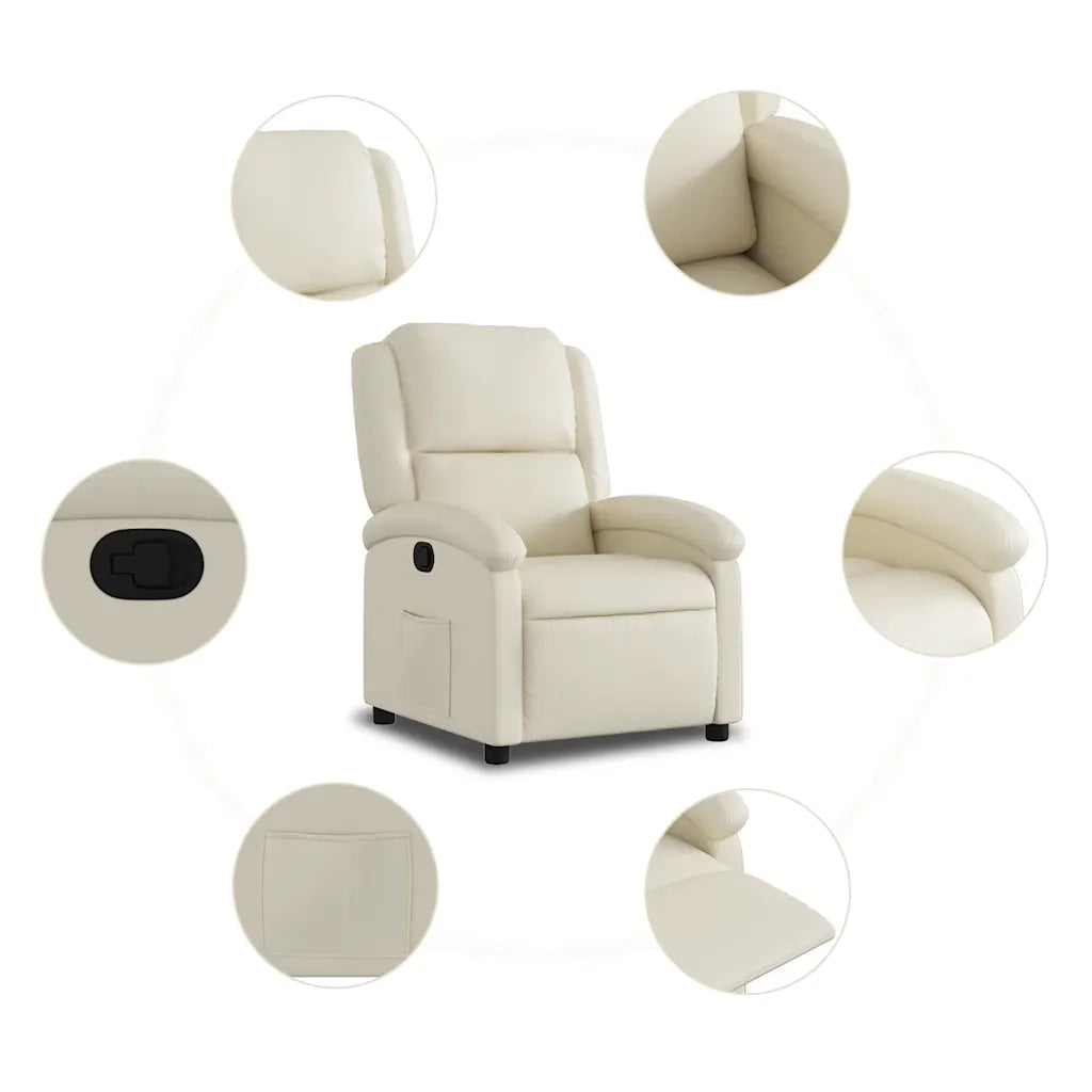 Poltrona | Sedia Relax Reclinabile Crema in Similpelle
