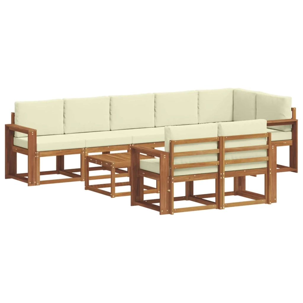 Set di divani da esterno con cuscino 9 pcs Naturale e Crema 3366608
