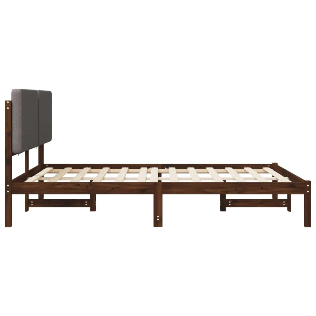 Letto con Testiera Rivestita Marrone scuro e grigio chiaro 903998