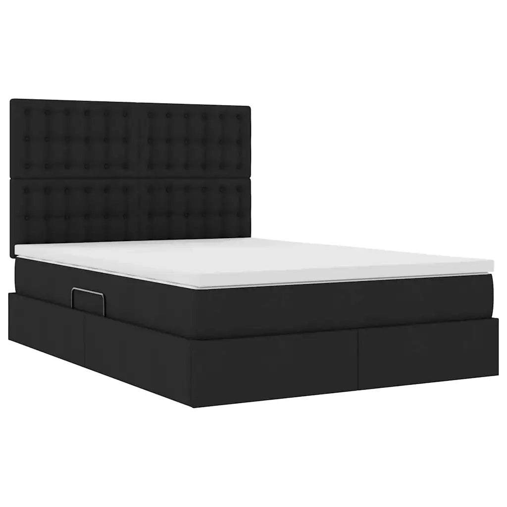 Letto con contenitore e LED Nero 140 x 200 cm Poliestere
