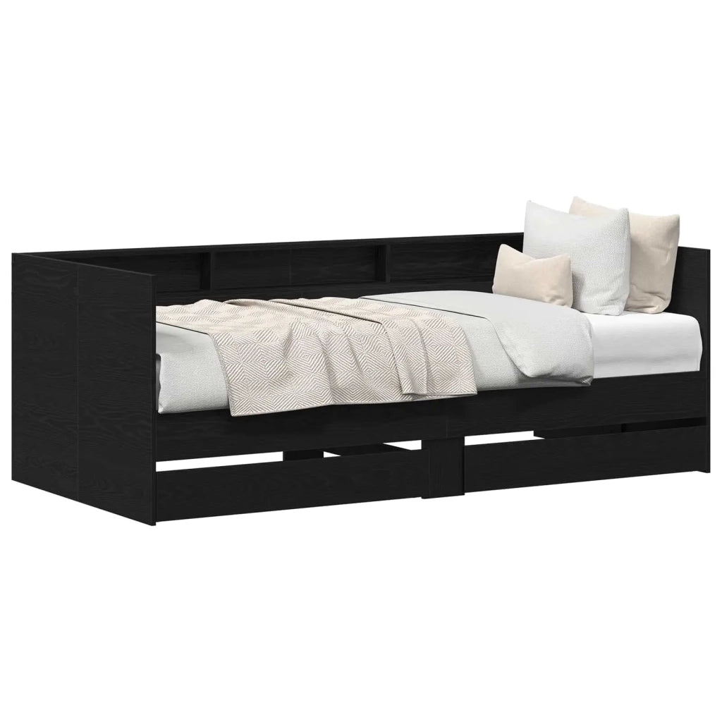 Letto singolo | Letto per adulti | Daybed con testiera Rovere Nero 90 x 200 cm Legno multistrato
