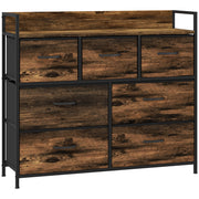 Cassettiera con 7 cassetti in tessuto ¨C Xylo ¨C stile industriale, struttura in metallo nero, 98x29x85cm