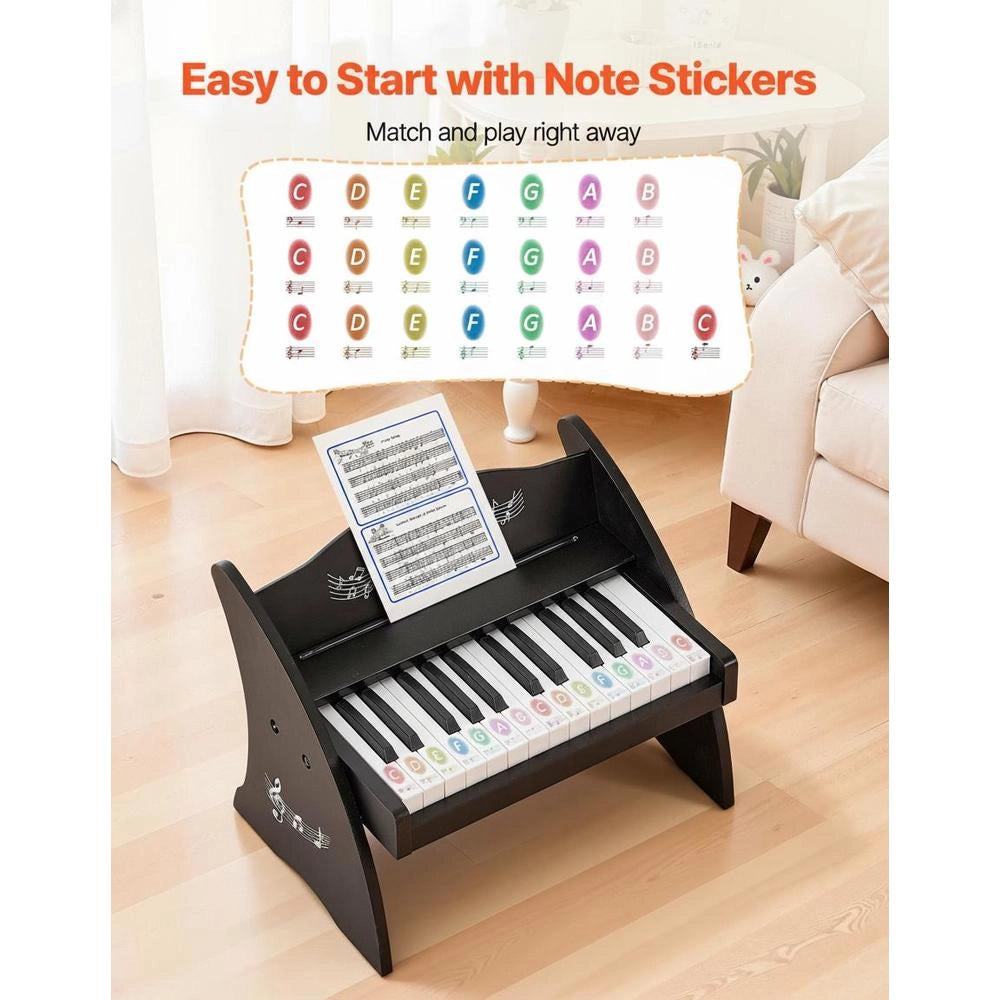 Tastiera Pianoforte Bambini 25 Tasti Strumento Musicale Educativo Suono Realistico Doppia Alimentazione Nero