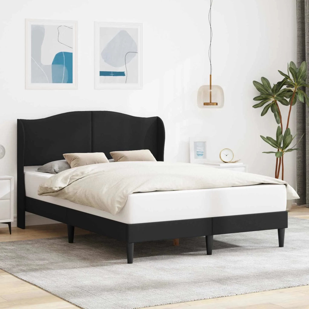 Letto matrimoniale | Letto per adulti | Struttura del letto con testiera Nero 120 x 200 cm Similpelle