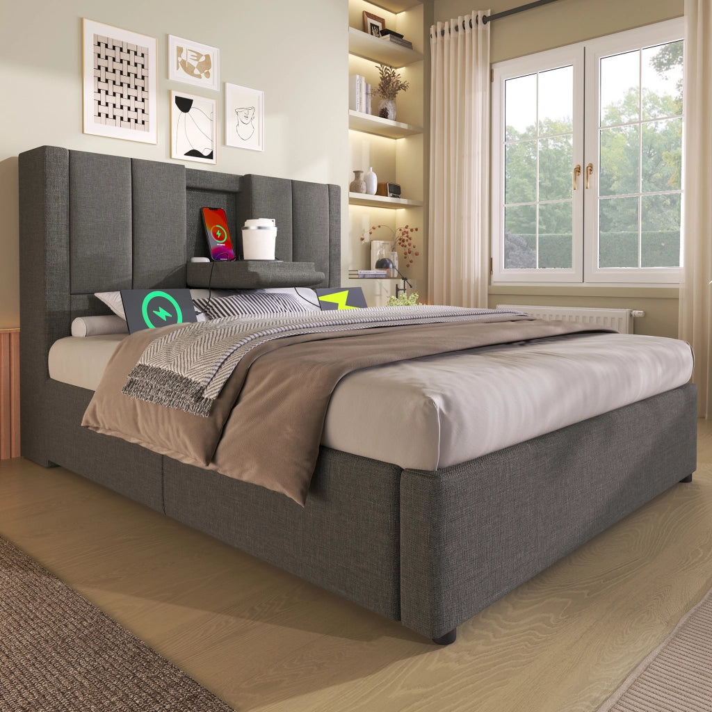 Letto singolo imbottito 90 x 200 cm con contenitore