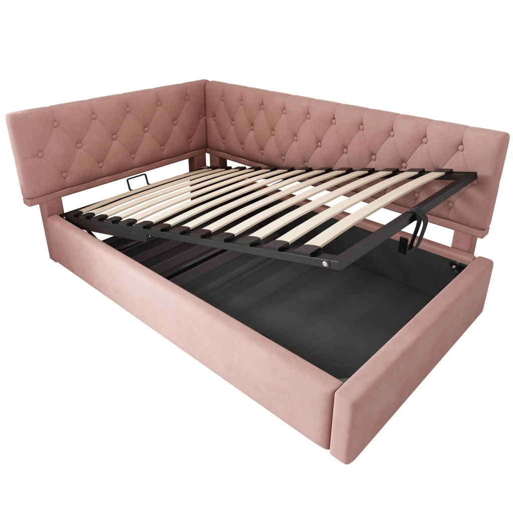 Letto singolo in velluto rosa 90x200 cm
