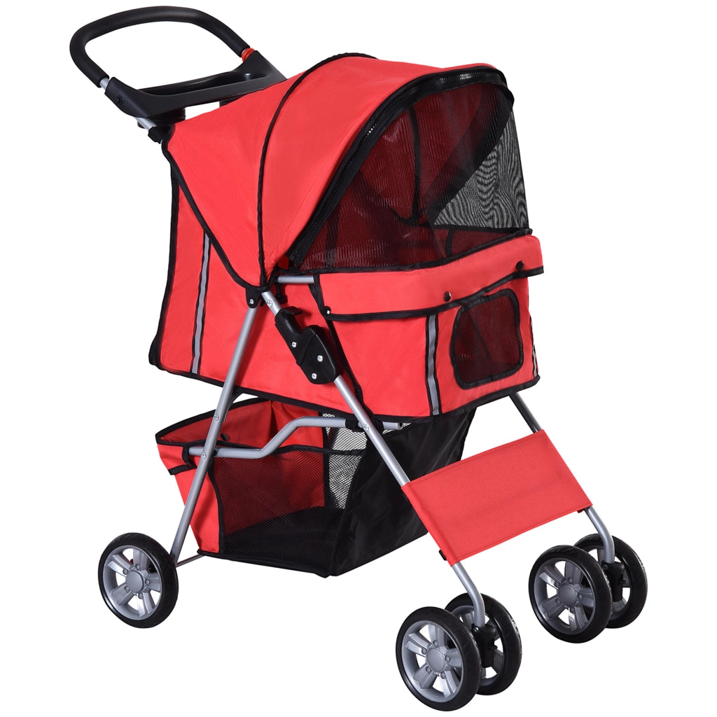 Passeggino per cani pieghevole e leggero, rosso