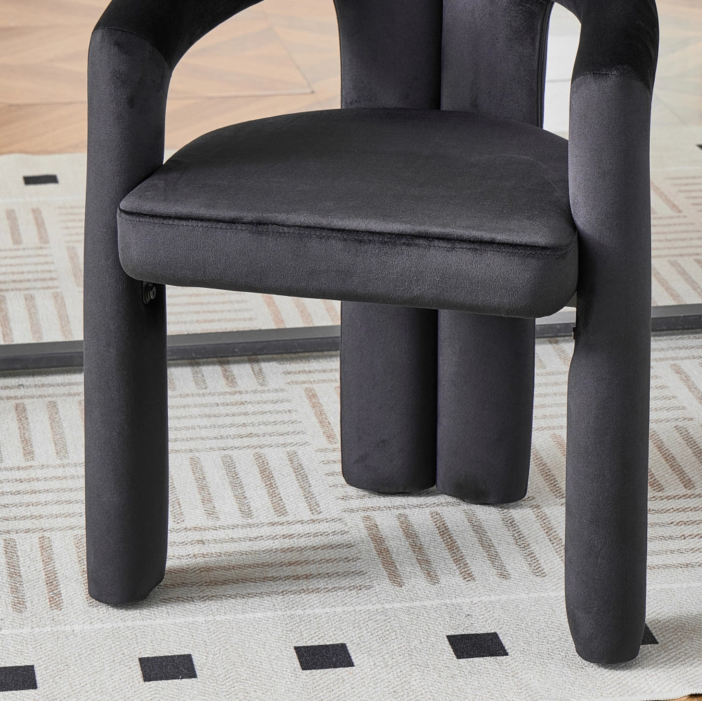 Set di 2 sedie da pranzo in velluto nero con braccioli